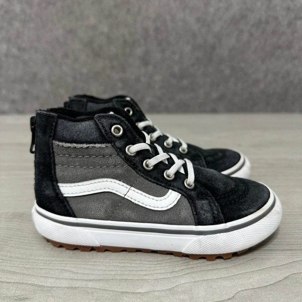Vans Sk8-Hi Zip MTE Toddler 8.5 Black Grey Cold Weather Suede High Top‎
